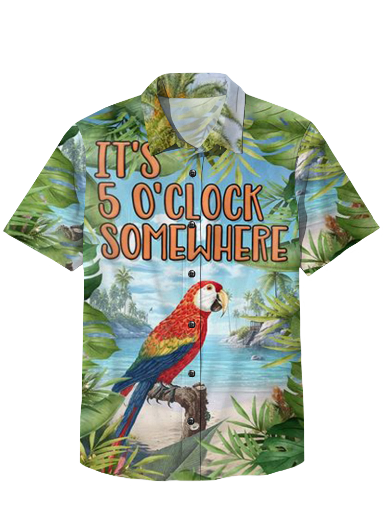 Hawaii Parrot Vacation Casual Short Sleeve Shirt