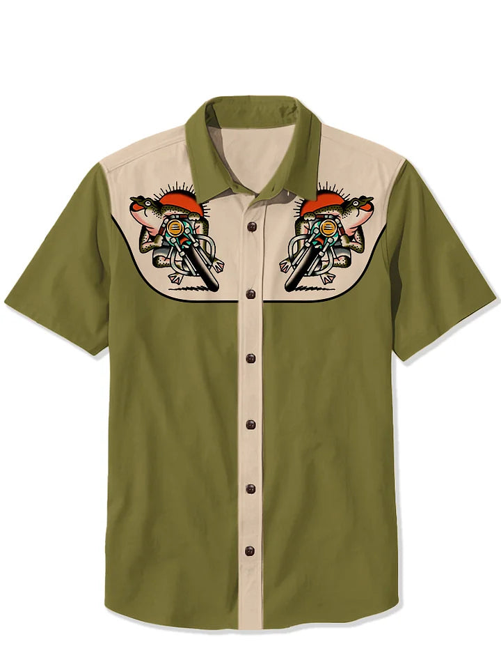 Retro Frog Motorcycle - 100% Cotton Shirt