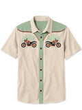 Motorcycle Under Palm Trees - 100% Cotton Shirt