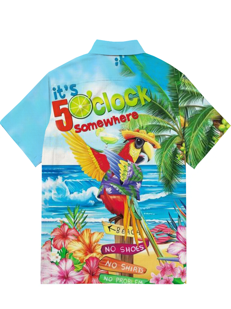 Hawaii Parrot Beach Party Casual Short Sleeve Shirt