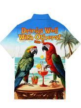 Load image into Gallery viewer, Parrot Playing Guitar Beach Party Vacation Hawaiian Short Sleeve Shirt