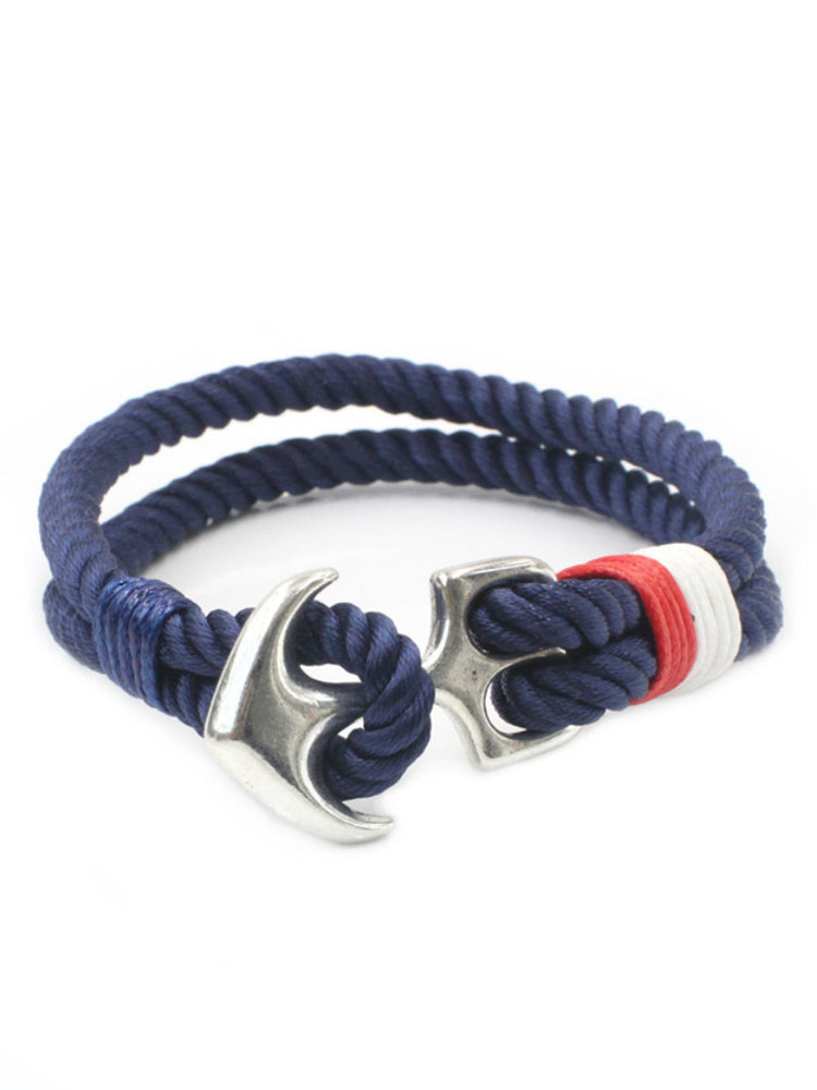 Anchor Couple Bracelet Navy Style Men'S Alloy Braided Bracelet